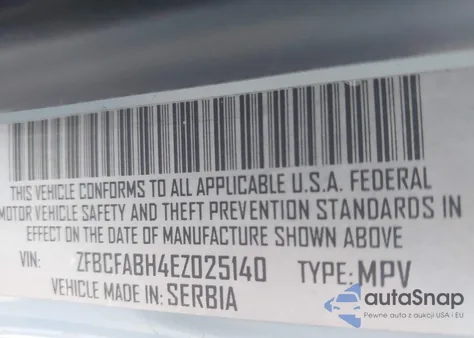 2014 Fiat 500L Easy z USA, uszkodzony, nr VIN ZFBCFABH4EZ025140